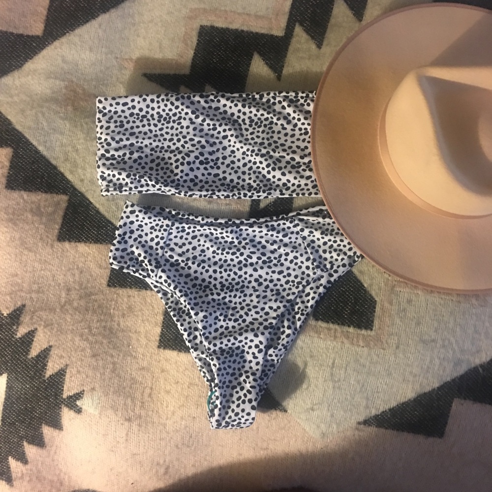High waisted white bikini